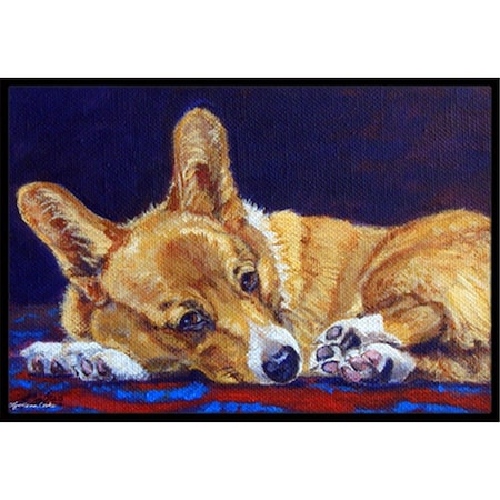 Carolines Treasures Corgi Blue Lonesome Indoor & Outdoor Mat, 24 x 36 in. CA77721